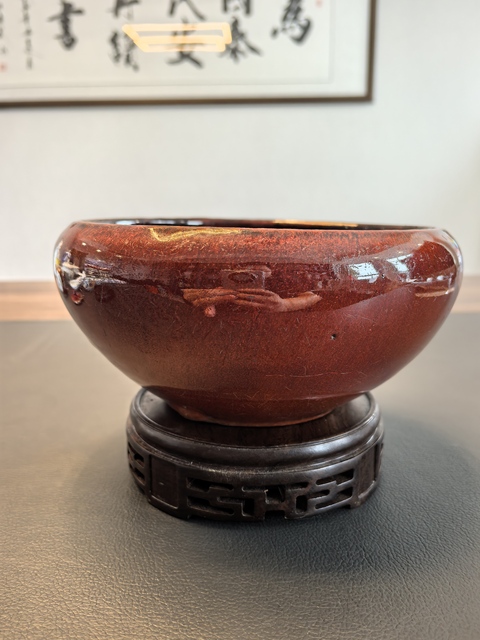 古玩陶瓷晚清朱砂紅釉香爐真品鑒賞圖
