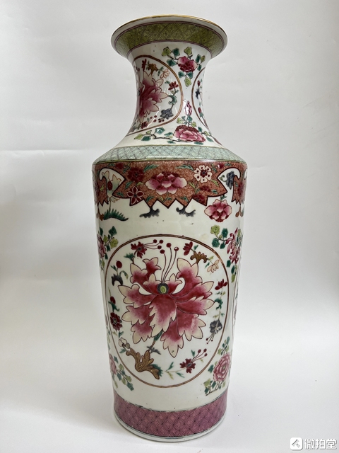 古玩陶瓷花卉紋粉彩瓶真品鑒賞圖