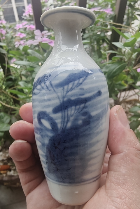 古玩陶瓷清中期青花瓶真品鑒賞圖