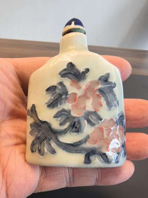 古玩陶瓷民國青花釉里紅花鳥紋鼻煙壺拍賣,當(dāng)前價格1680元