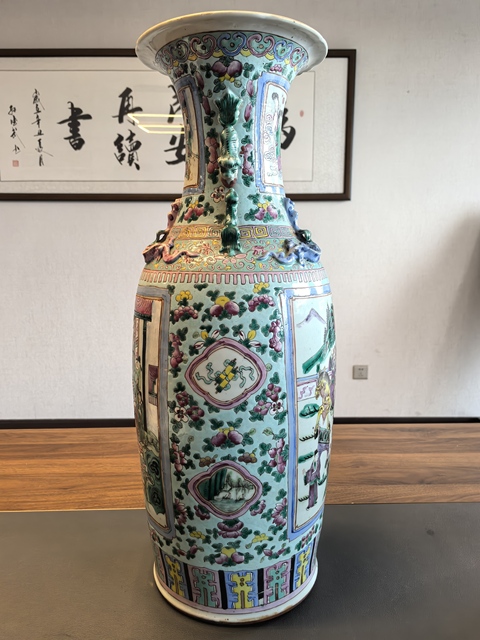 古玩陶瓷粉彩開窗郭子儀拜壽圖大瓶真品鑒賞圖