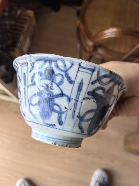 古玩陶瓷青花花鳥紋碗真品鑒賞圖