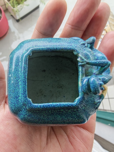 古玩陶瓷爐鈞釉螭龍水盂真品鑒賞圖