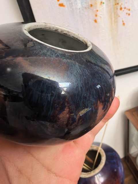 古玩陶瓷清中期窯變釉水盂真品鑒賞圖