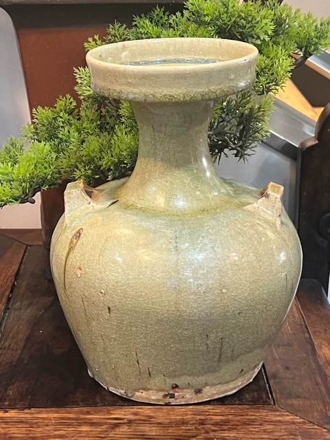 古玩陶瓷岳州窯雙系盤口瓶真品鑒賞圖