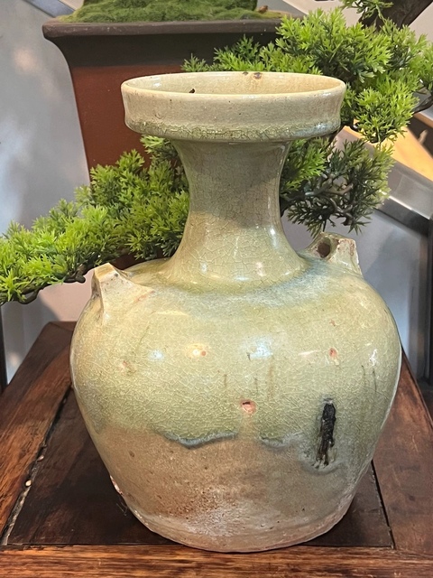 古玩陶瓷岳州窯雙系盤口瓶真品鑒賞圖