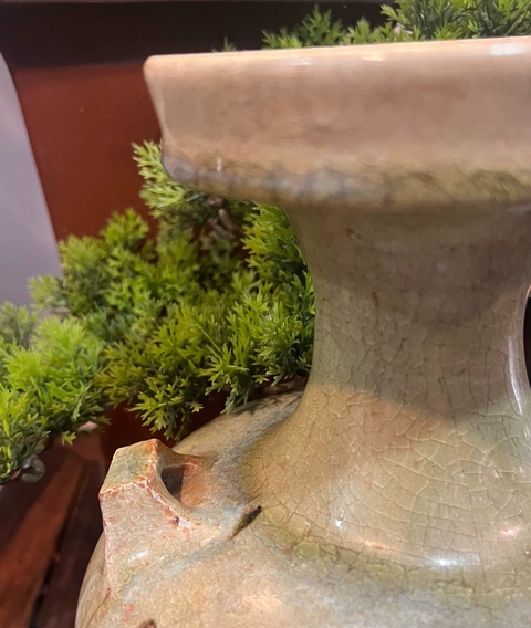古玩陶瓷岳州窯雙系盤口瓶真品鑒賞圖