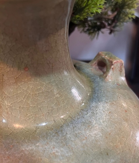 古玩陶瓷岳州窯雙系盤口瓶真品鑒賞圖
