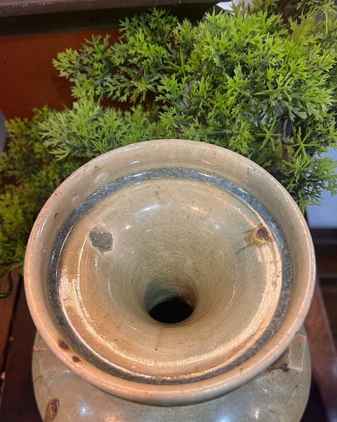 古玩陶瓷岳州窯雙系盤口瓶真品鑒賞圖