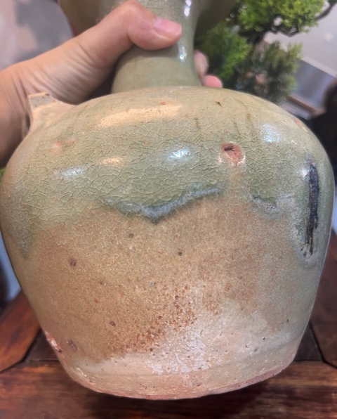 古玩陶瓷岳州窯雙系盤口瓶真品鑒賞圖