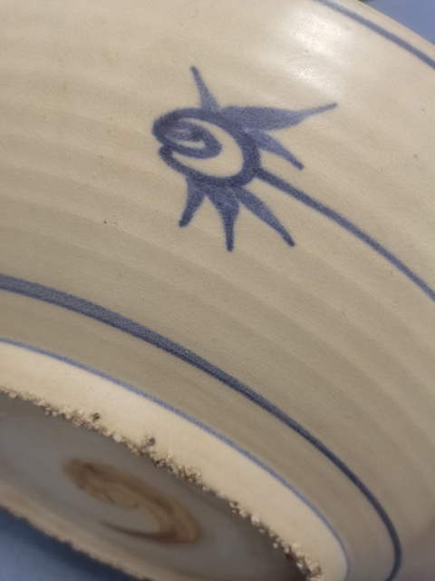 古玩陶瓷漳州窯青花鳳穿牡丹盤真品鑒賞圖