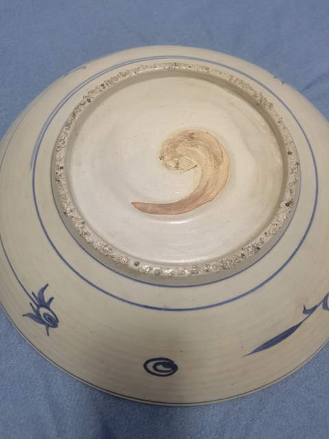古玩陶瓷漳州窯青花鳳穿牡丹盤真品鑒賞圖