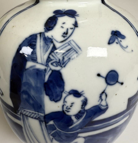 古玩陶瓷青花仕女嬰戲圖葫蘆瓶真品鑒賞圖
