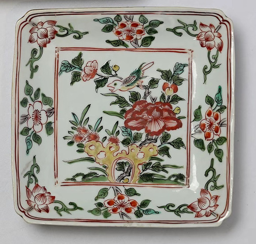 古玩陶瓷十九世紀(jì)·五彩花鳥紋方盤一對(duì) （日本）真品鑒賞圖