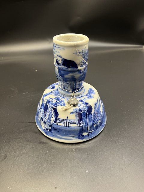 古玩陶瓷光緒青花燭臺(tái)真品鑒賞圖