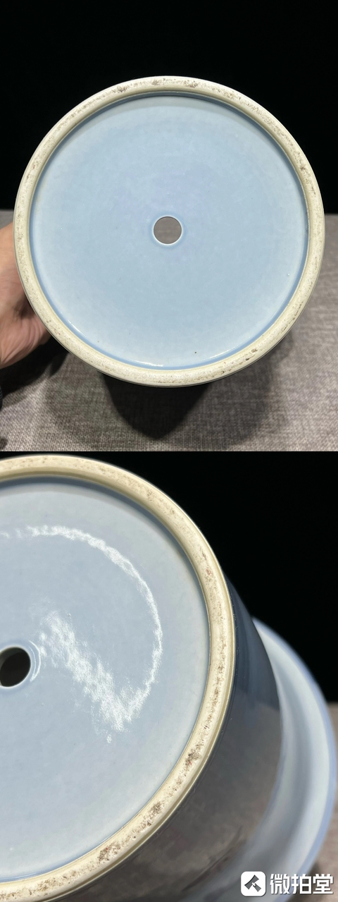 古玩陶瓷青花釉里紅花盆真品鑒賞圖