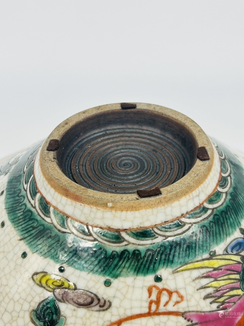 古玩陶瓷哥釉粉彩八仙人物斗笠碗真品鑒賞圖
