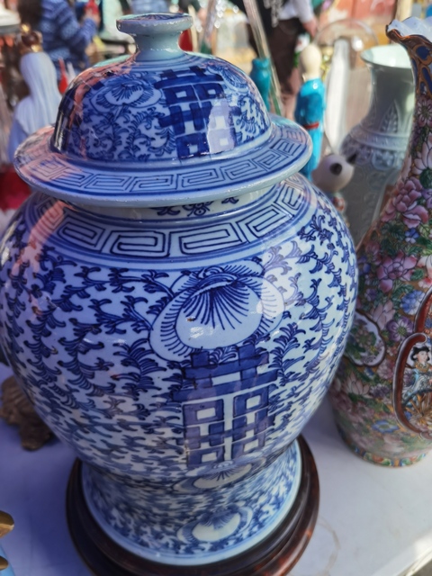 古玩陶瓷纏枝花囍字紋青花將軍罐真品鑒賞圖