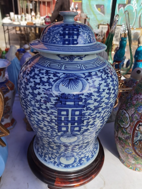 古玩陶瓷纏枝花囍字紋青花將軍罐真品鑒賞圖