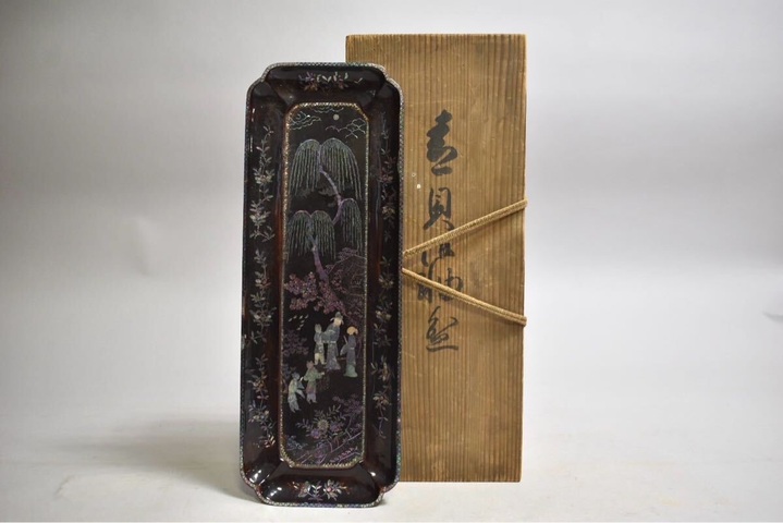古玩雜項嵌螺鈿文房條盤真品鑒賞圖