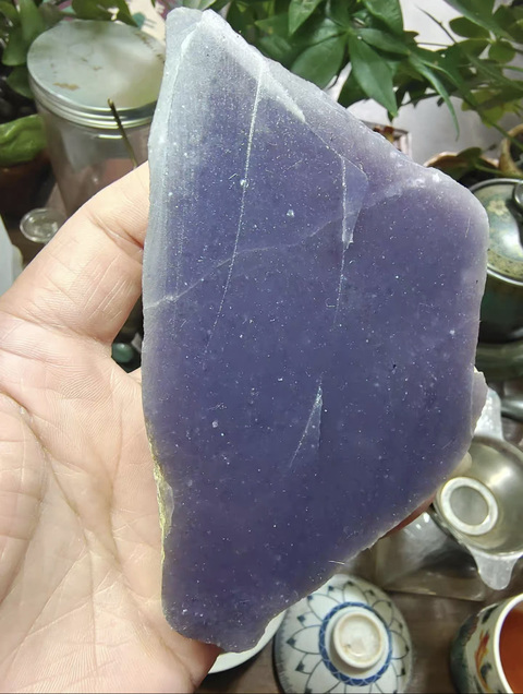 古玩玉器紫玉髓原石料真品鑒賞圖
