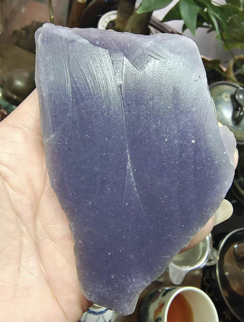 古玩玉器紫玉髓原石料真品鑒賞圖