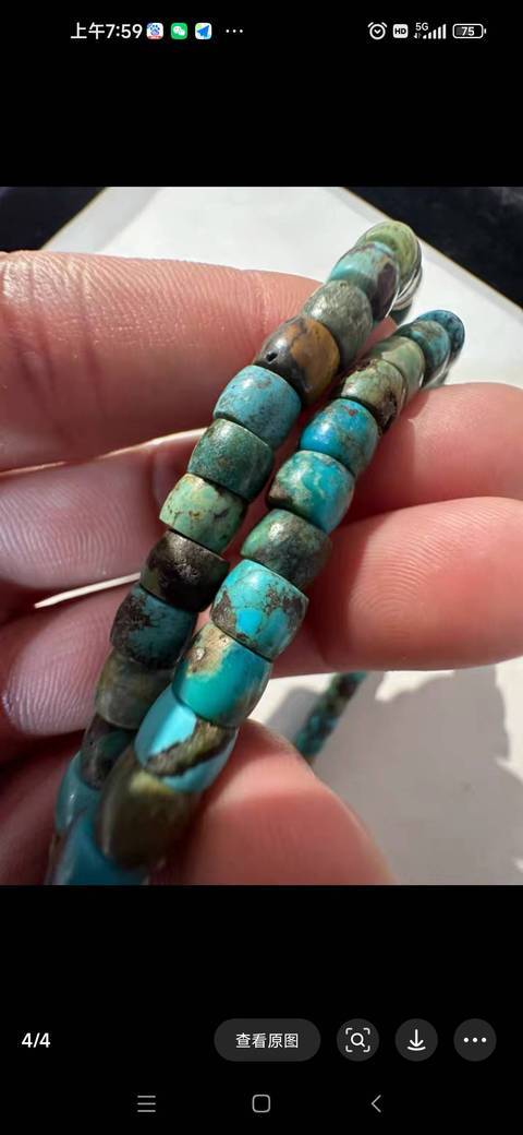 古玩玉器松石珠串真品鑒賞圖