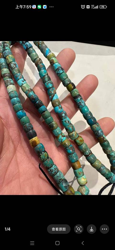 古玩玉器松石珠串真品鑒賞圖