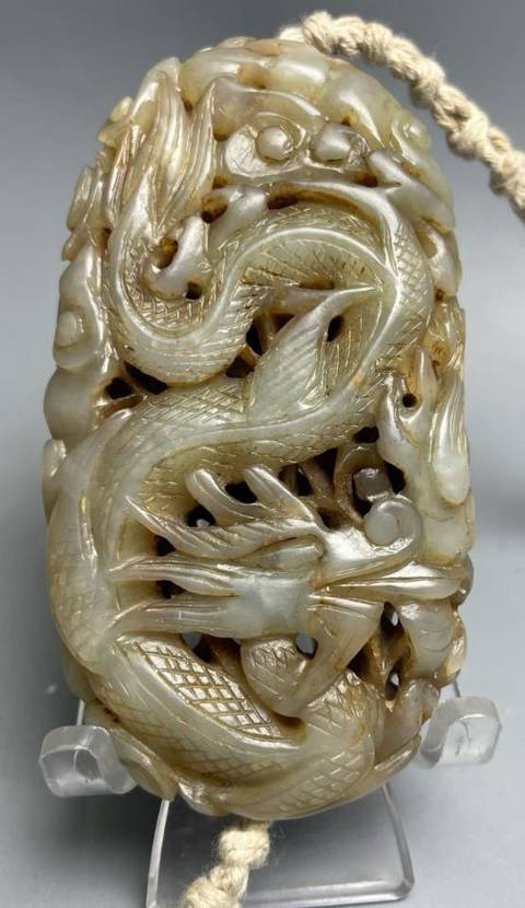 古玩玉器和田玉雕“龍鳳佩”真品鑒賞圖