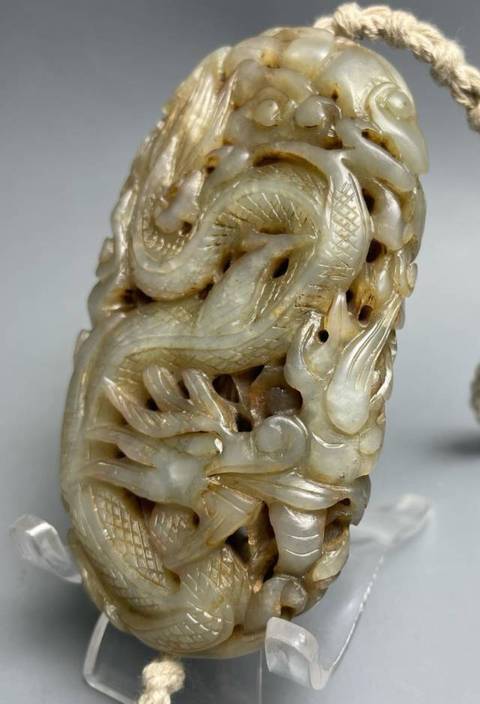古玩玉器和田玉雕“龍鳳佩”真品鑒賞圖