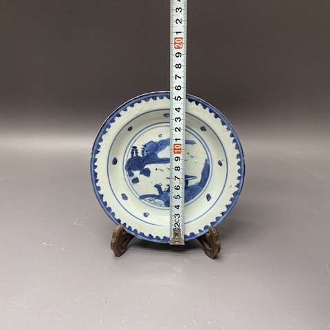 古玩陶瓷明天啟·山水風景青花盤拍賣,當前價格2000元