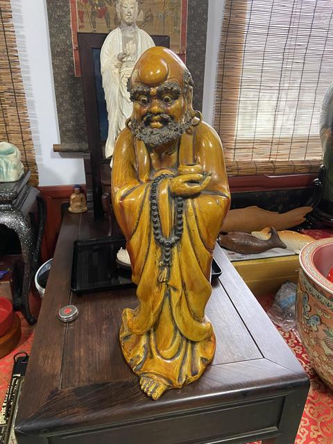 古玩陶瓷黃釉達摩真品鑒賞圖