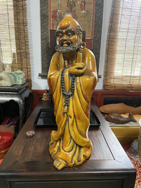 古玩陶瓷黃釉達摩真品鑒賞圖