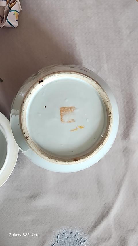 古玩陶瓷粉彩愛菊?qǐng)D粥罐真品鑒賞圖