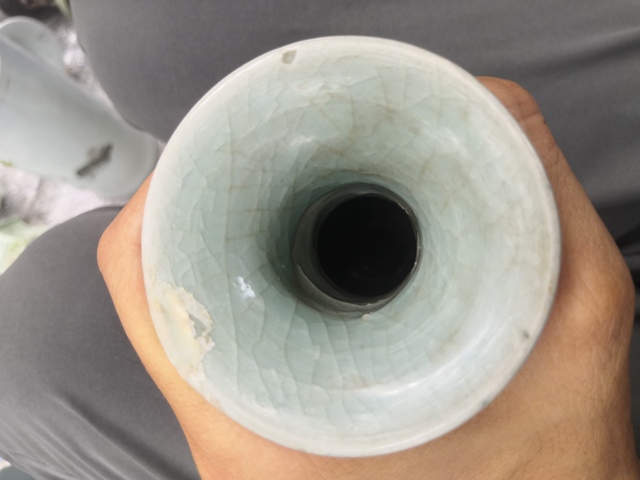 古玩陶瓷龍泉窯青釉瓶真品鑒賞圖