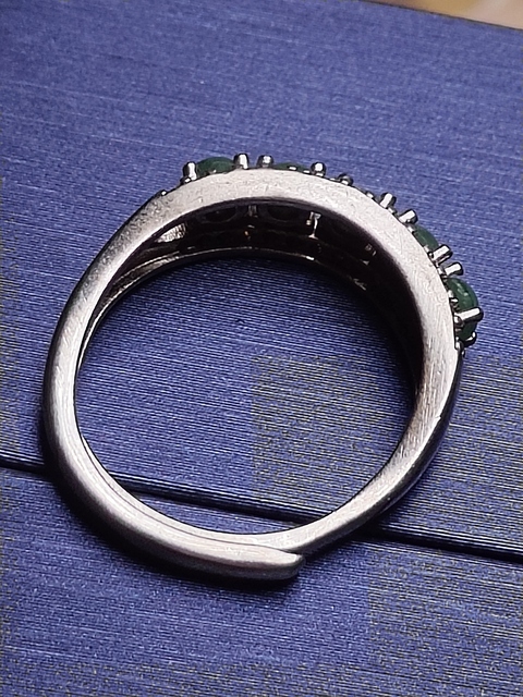 古玩玉器天然翡翠鑲嵌戒指真品鑒賞圖