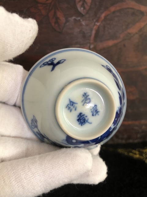 古玩陶瓷青花杯拍賣，當前價格3800元