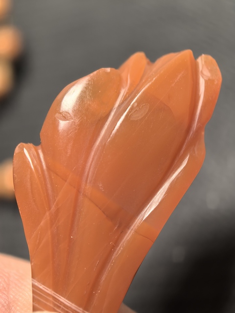 古玩玉器清代南紅蘭花簪子頭真品鑒賞圖
