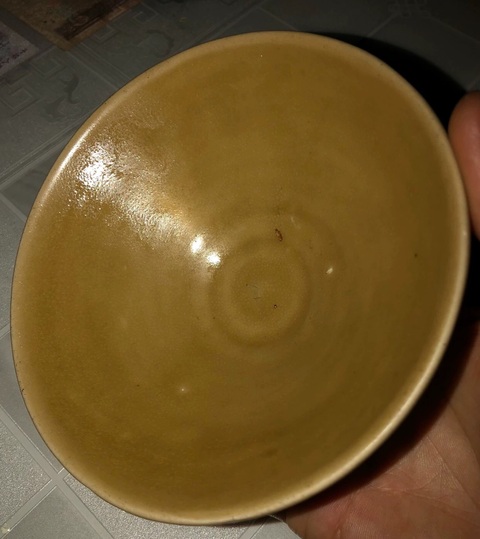 古玩陶瓷五代耀州窯墊燒青瓷盞真品鑒賞圖