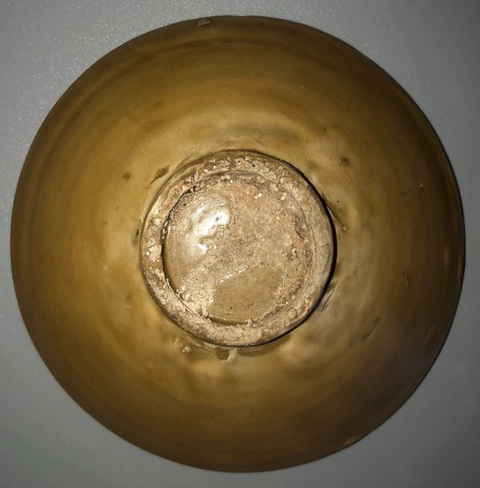 古玩陶瓷五代耀州窯墊燒青瓷盞真品鑒賞圖