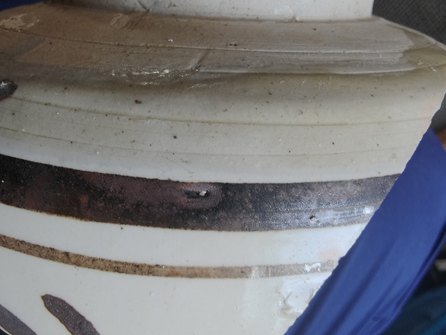 古玩陶瓷明磁州窯系白底黑花仙鶴紋標本真品鑒賞圖