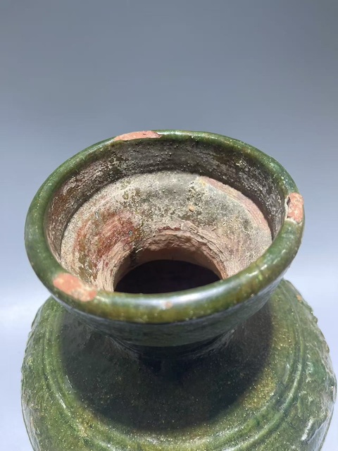 古玩陶瓷漢·綠釉跑獸瓶真品鑒賞圖