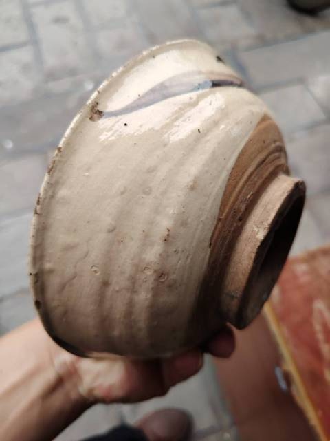 古玩陶瓷磁州窯吉語紋褐彩碗真品鑒賞圖