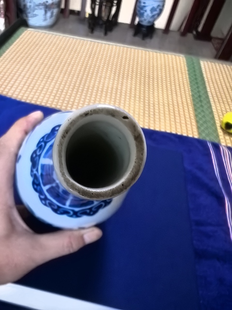 古玩陶瓷福壽三多青花錐把瓶真品鑒賞圖