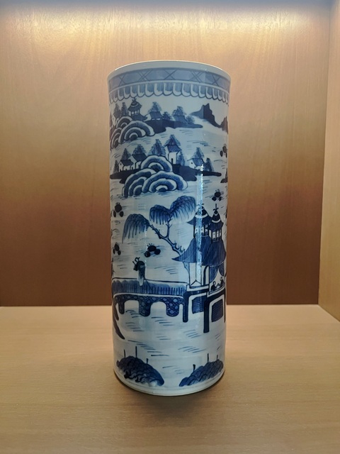 古玩陶瓷青花山水人物紋帽筒拍賣，當前價格4800元
