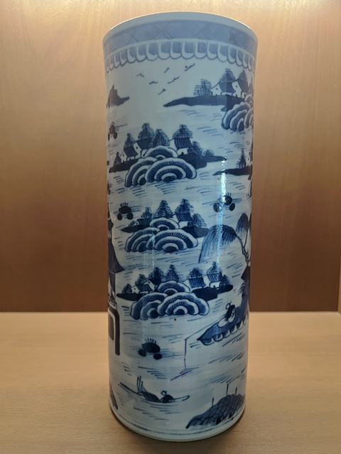 古玩陶瓷青花山水人物紋帽筒拍賣，當前價格4800元