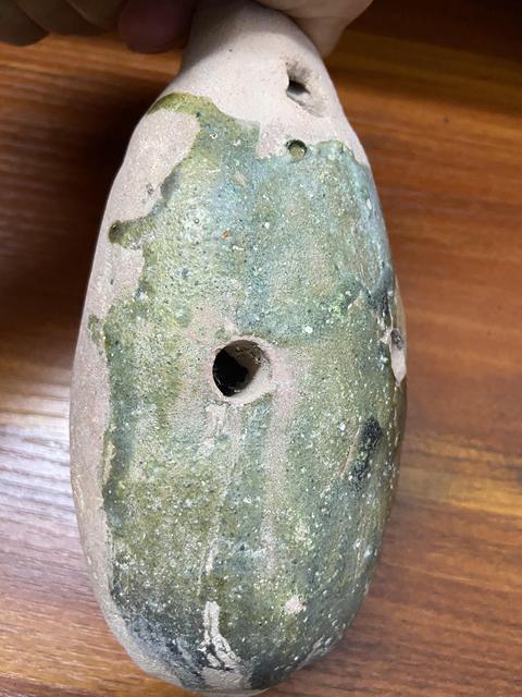古玩陶瓷綠釉陶塤真品鑒賞圖