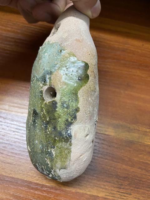 古玩陶瓷綠釉陶塤真品鑒賞圖
