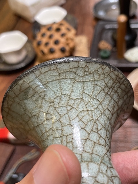 古玩陶瓷青釉花觚真品鑒賞圖