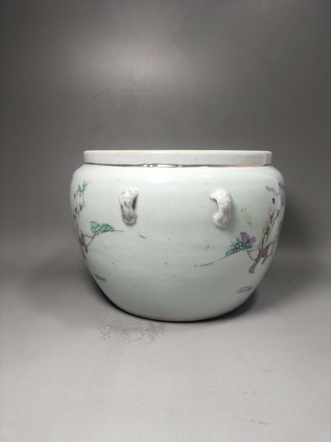 古玩陶瓷粉彩四系粥罐真品鑒賞圖